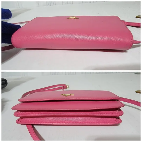 PRADASaffiano Lux Metal Flap Wallet with Strap Peonia Geranio - Picture 10 of 16